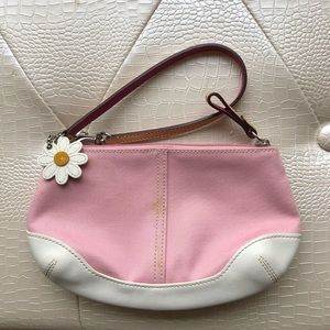 Coach spring clutch wristlet canvas and leather